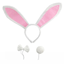 Easter Costume Set: Bunny Ears Headband Ponytail Bow Tie 3