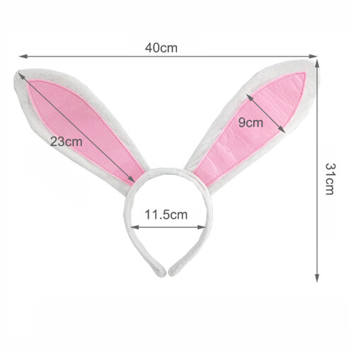 Easter Costume Set: Bunny Ears Headband Ponytail Bow Tie 3 2