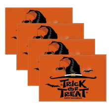 Halloween Placemats Set Skeletons Pumpkins Candy 4 pcs PVC