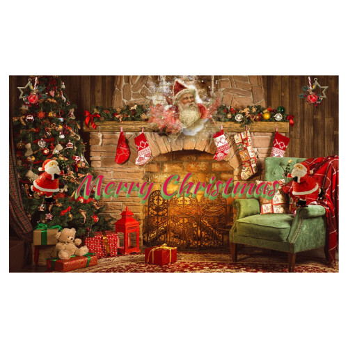 Christmas Backdrop Red Santa Tree Photo Background