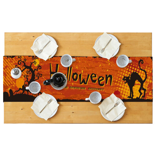 Halloween Table Runner Pumpkin Burlap 72 inch