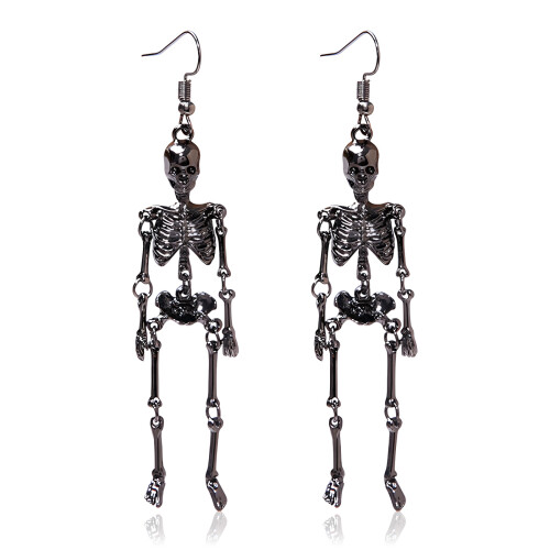Stainless Steel Skull Stud Earrings Barbell Drop