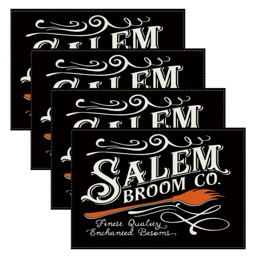 Halloween Table Napkins Set Haunted House Pumpkin Rustic 4