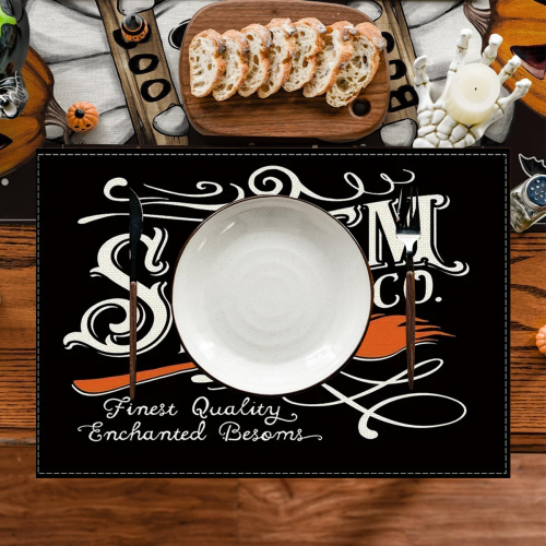 Halloween Table Napkins Set Haunted House Pumpkin Rustic 4 2