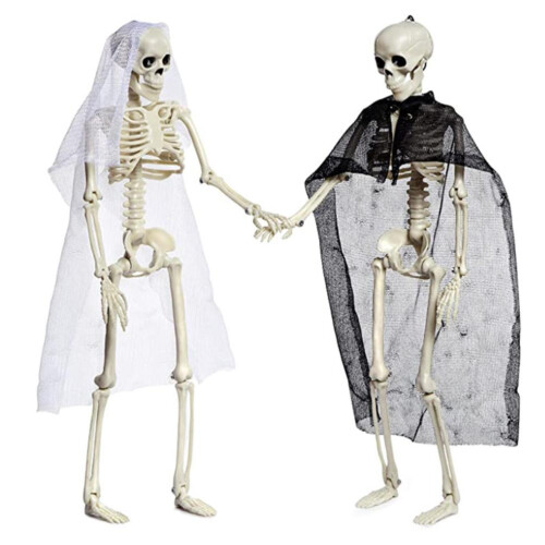 Halloween Skeleton Bride and Groom Set 2 pcs 40cm Movable