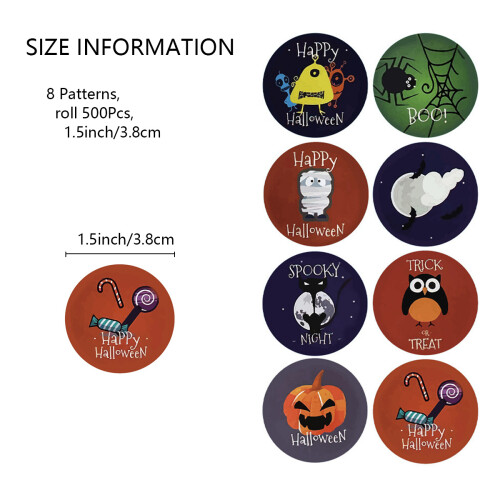 Halloween Sticker Rolls Round 500 Pieces 1