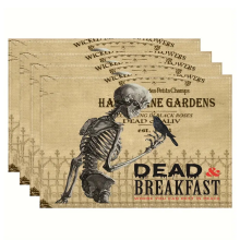 Halloween Table Napkins Set Haunted House Pumpkin Rustic 4