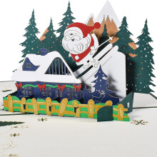 Santa Biker Pop Up Card 8x6 Inch 3D Christmas Greeting Card
