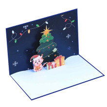 Christmas Pop-Up Card 3D Tree Animal Gift with Message