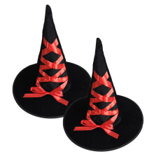 Witch Hat with Gold Velvet Ribbon for Adults