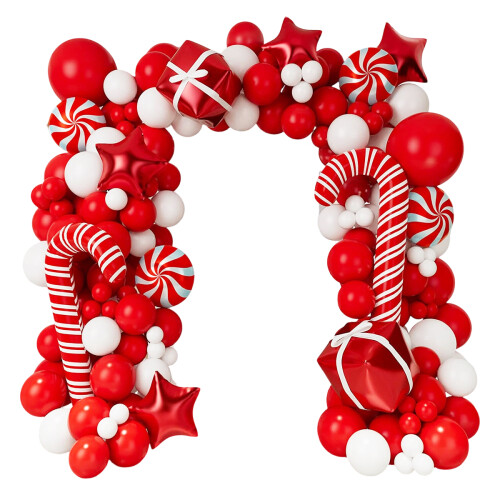 Christmas Balloon Wreath Set with Santa Arch Backdrop