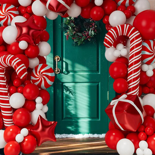 Christmas Balloon Wreath Set with Santa Arch Backdrop 2