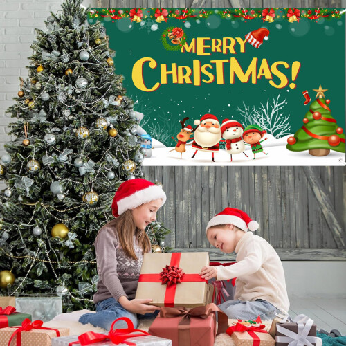 Christmas Backdrop Red Santa Tree Photo Background 2