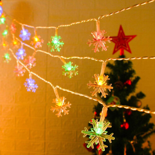 Christmas Snowflake Light String 10 ft 20 LED Battery