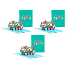 3D Pop Up Christmas Cards Happy New Year 3 Pieces