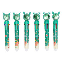 Christmas Ballpoint Pens Green 6 Pcs 10 Color Sequin