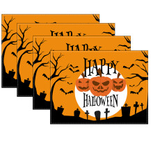 Halloween Washable Napkins Set Witch Pumpkin 4