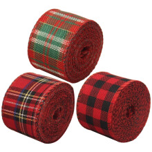 Christmas checkered plaid ribbon roll