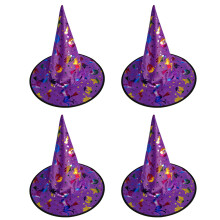 Gold Halloween Witch Hats 4pcs