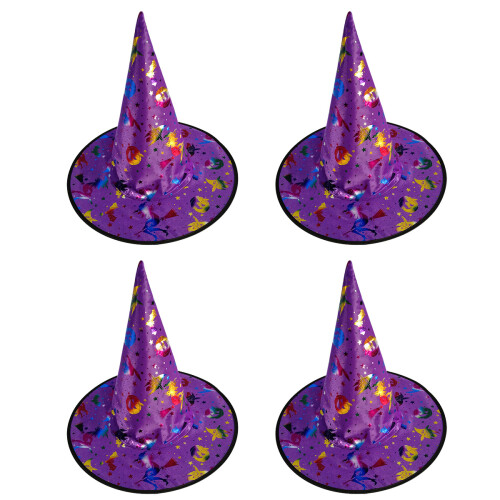 Gold Halloween Witch Hats 4pcs