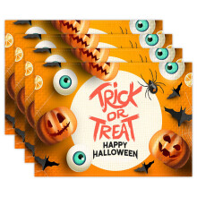 Halloween Skull Placemats Rectangle 4 pcs 12x18 inches
