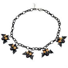 Halloween Acrylic Pendant Necklace with Ghost Bat Pumpkin