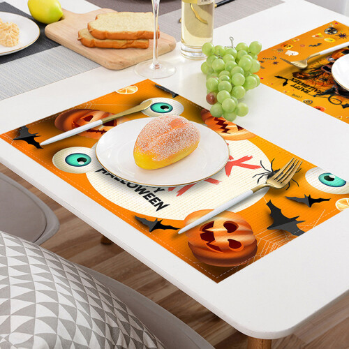 Halloween Skull Placemats Rectangle 4 pcs 12x18 inch 1