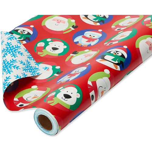 Christmas Wrapping Paper Reversible Jumbo Roll Santa
