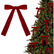 Burgundy Velvet Bows for Christmas Tree Decorations 12pcs