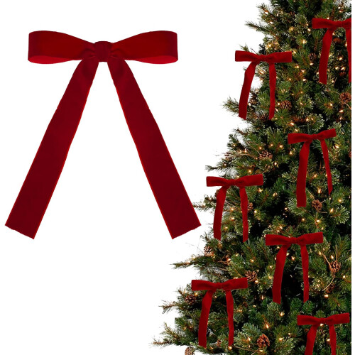 Burgundy Velvet Bows for Christmas Tree Decorations 12pcs