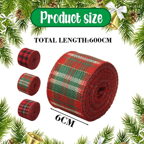 Christmas checkered plaid ribbon roll 1