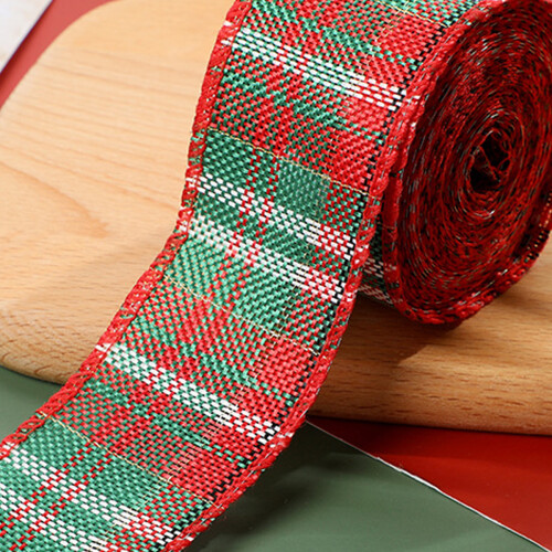 Christmas checkered plaid ribbon roll 2