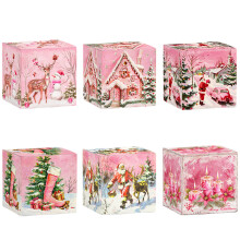 Pink Christmas Paper Gift Boxes Santa Treat Boxes