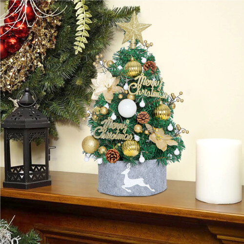 Mini Artificial Christmas Tree Gold Tabletop Decoration 1