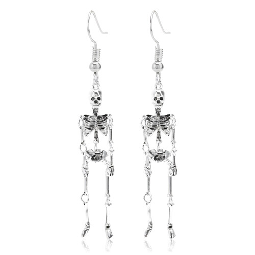 Stainless Steel Skull Stud Earrings Barbell Drop Gothic Punk