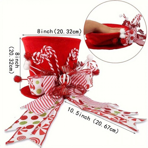Christmas tea topper mint bow hat 28x27x6 cm 1