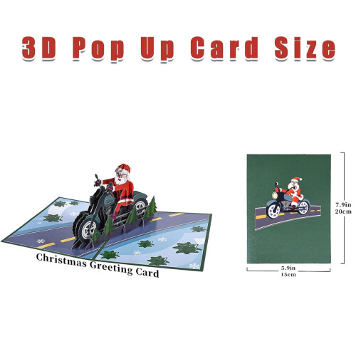 Santa Biker Pop-Up Card 8 x 6 inches 1