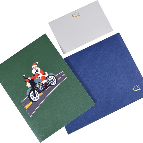 Santa Biker Pop-Up Card 8 x 6 inches 2