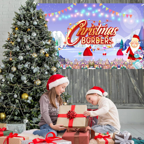 Christmas Backdrop Red Santa Tree Photo Background 2