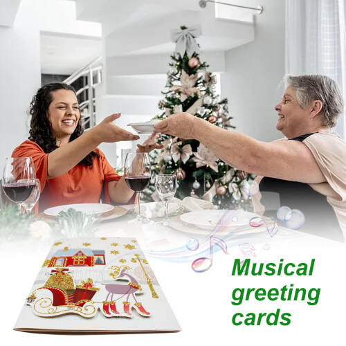 Christmas Music Card Pattern Beautiful 3D Greeting Card 1