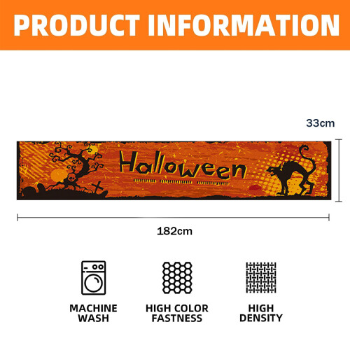 Halloween Table Runner Pumpkin Burlap 72 inch 1