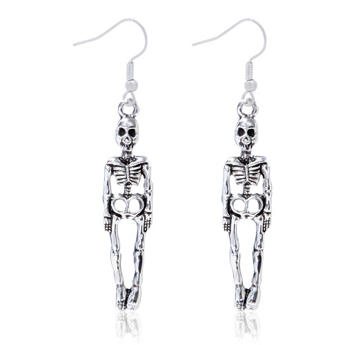 Stainless Steel Skull Stud Earrings Barbell Drop