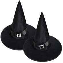 Witch Hat with Gold Velvet Ribbon for Adults