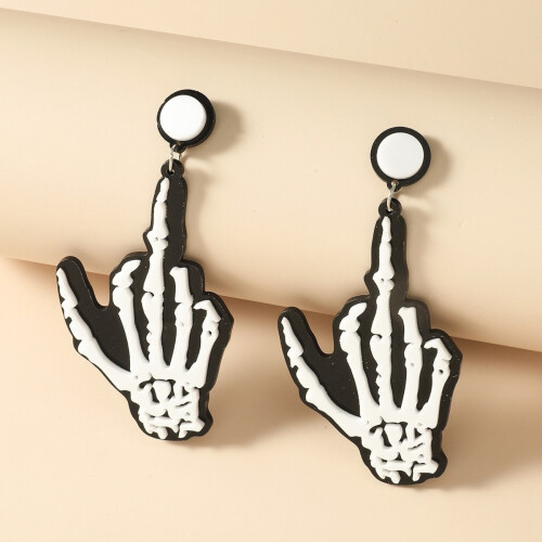 Halloween Acrylic Stud Earrings Black Spider Ghost Skull 2