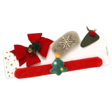 Children's Christmas Hair Clip Set with Santa Hat Snowman