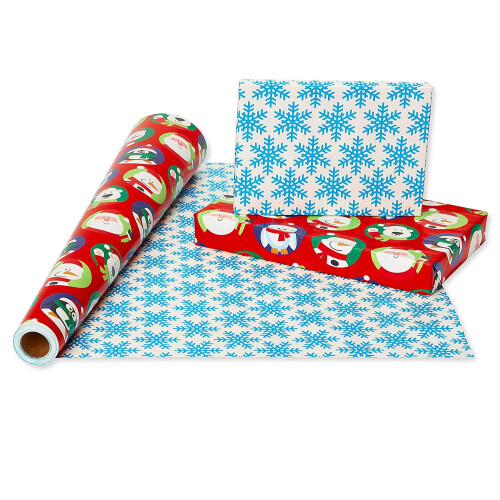 Christmas Wrapping Paper Reversible Jumbo Roll Santa 1