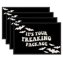 Halloween Placemats Set of 4 12x18 Inches Washable