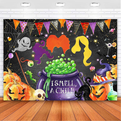 Halloween Backdrop Scary Pumpkin Purple 71x43 Inch 1