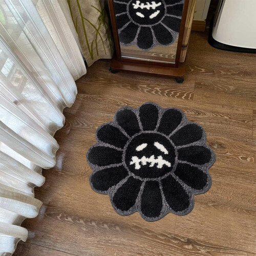 Halloween Bath Mat Gothic Smiling Ghost Cartoon Skull 1