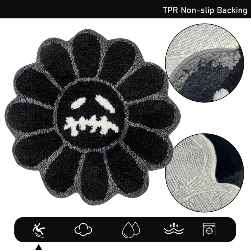 Halloween Bath Mat Gothic Smiling Ghost Cartoon Skull 2